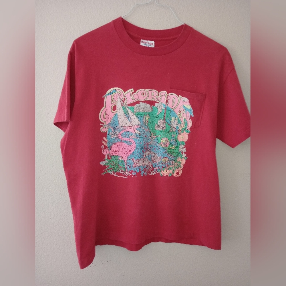Vintage Florida Colorful graphic tee single stitch Softee M